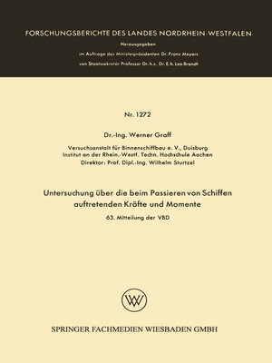 cover image of Untersuchung über die beim Passieren von Schiffen auftretenden Kräfte und Momente